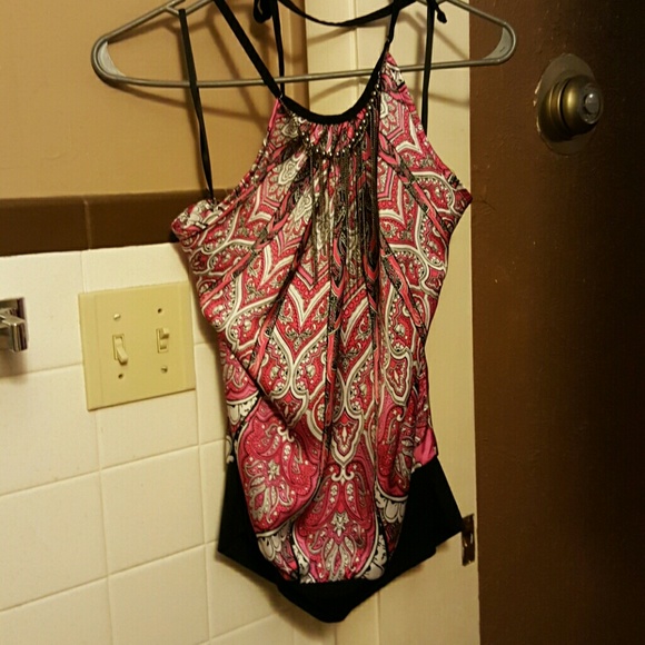 Pink halter blouse