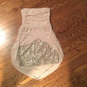 Express strapless sequin high low dress