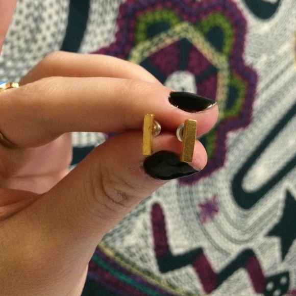 Gold Bar Stud Earrings