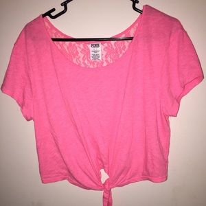 VS pink lace crop top