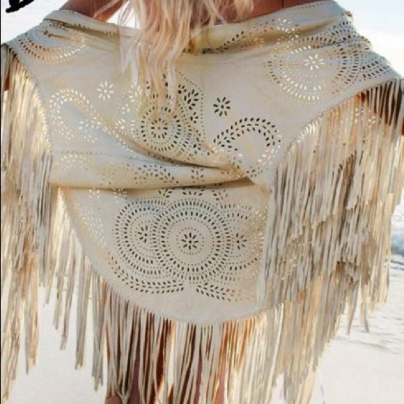 Beige Microfiber Faux Shawl Kimono NWT. One size.