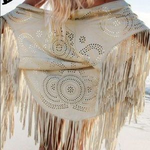 Beige Microfiber Faux Shawl Kimono NWT. One size.