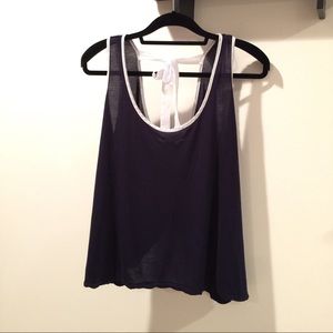 Sporty Navy Blue Split-Back Tank Top