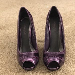 Joey O Steffi Deep purple peep toe heels