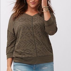 Semi sheer geometric stripe top sz 26/28