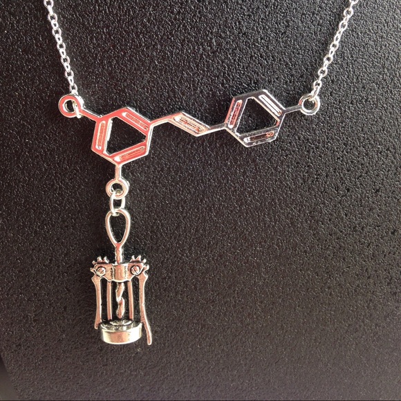 Red wine Resveratrol chemical compound necklace