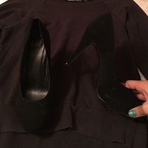 Black suede heels
