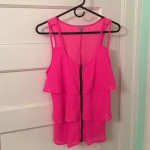 Hot Pink zip front tank top