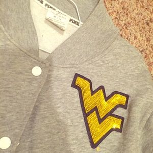 Bling WVU VS PINK Varsity Jacket 💛💙