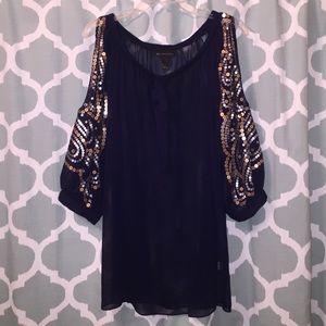 INC Sequin 3/4 Sleeve Blouse