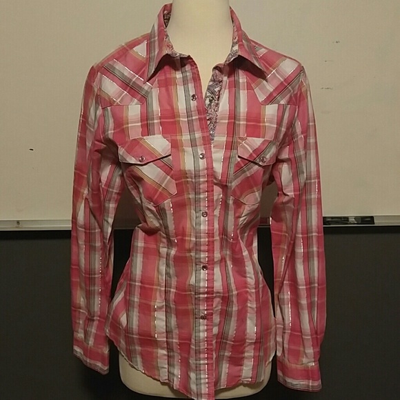 cowgirl pink plaid blouse