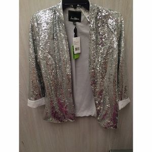 Sam Eldman Silver Sequin Blazer