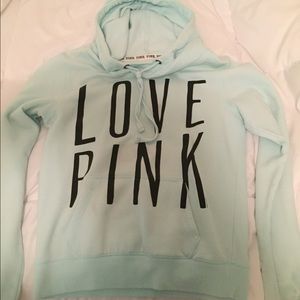 PINK light teal/baby blue cowl neck sweatshirt