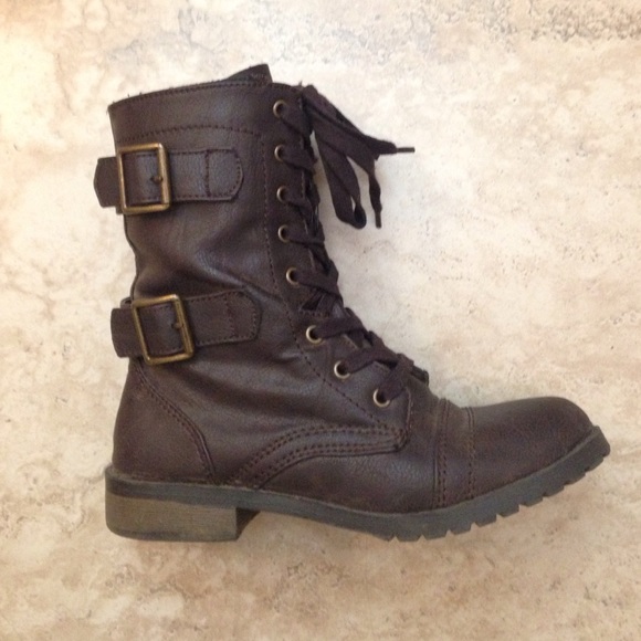 Brown combat boots
