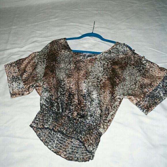 Animal print shrug shoulder blouse