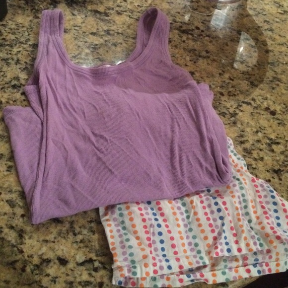 Cute girly flirty pajama pj tank top short set