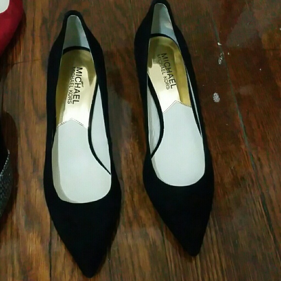 All black suede Michael Kors heels