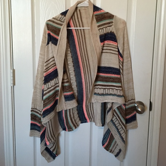NWOT Striped Cream Sweater Cardigan
