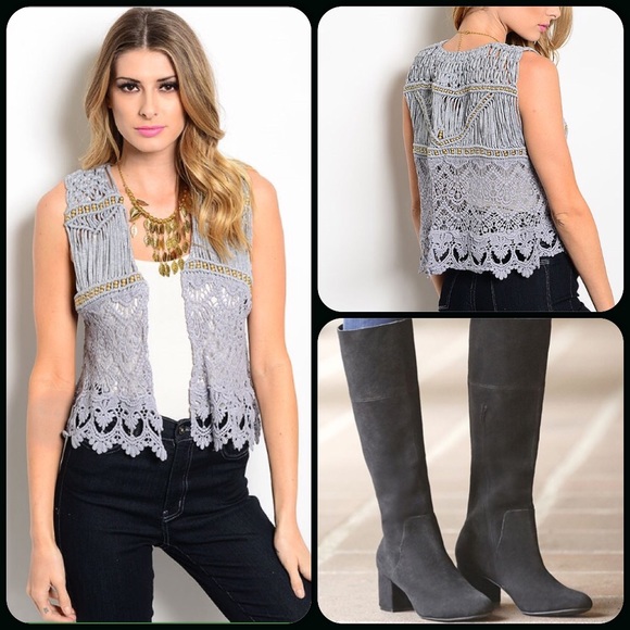 U Style Jackets & Blazers - Boho Gray Vest