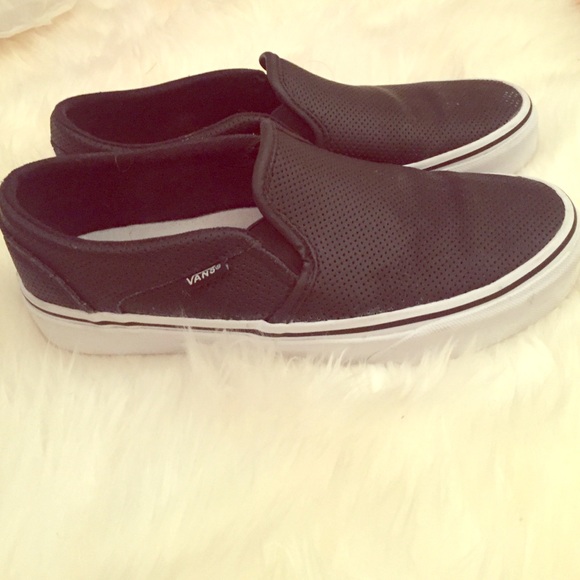 Vans black slip ons