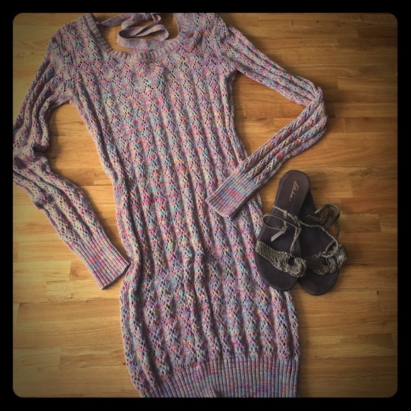 Multi Color Crochet Sweater Dress