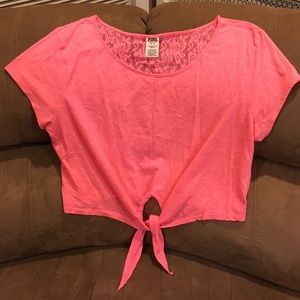 Victoria's Secret pink lace back shirt