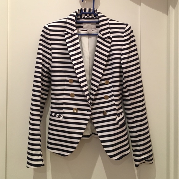 H&M Navy/White Stripe Blazer - Picture 4 of 4