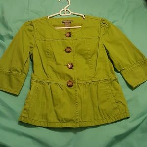 Ann Taylor XS green cropped trench