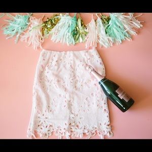 Pink lace skirt