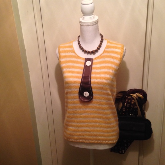 Yellow and Tan Stripe Knit Tank