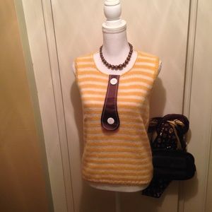 Yellow and Tan Stripe Knit Tank
