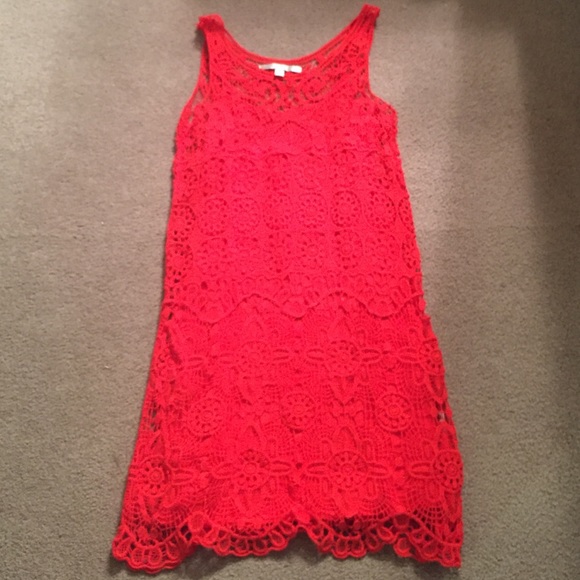 Lauren Conrad coral crochet dress