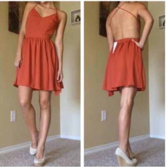 Backless orange dress