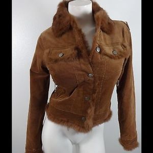 San joy rabbit fur jacket size small