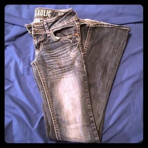 Hydraulic Dark Wash Metro Flare Jeans Sz 5/6 L34"