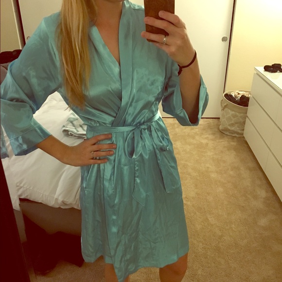 Satin blue maid of honor robe