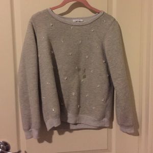 Grey w/ white pearls sweatshirt