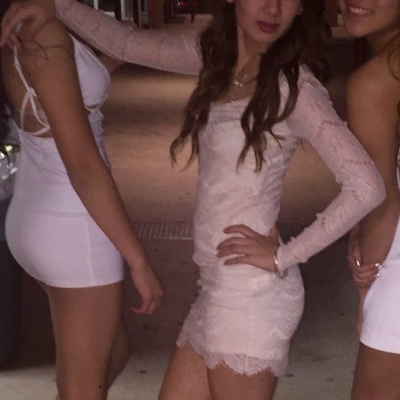 Cream lace dress (right)