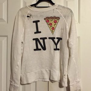 Wildfox distressed pizza NY sweatshirt