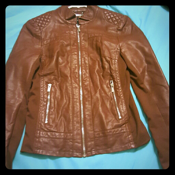 Express brown leather jacket XS