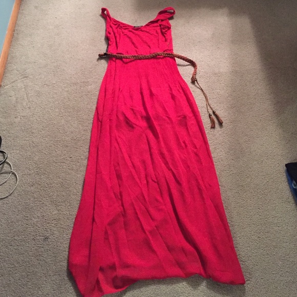 Red Maxi with pleated bottom
