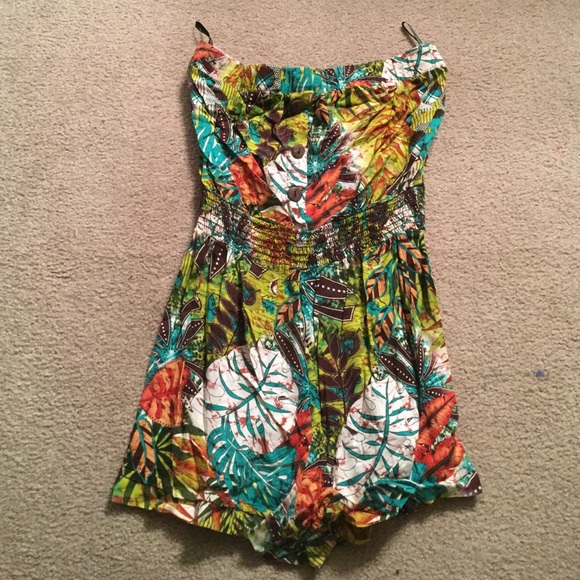 Tropical Strapless Romper