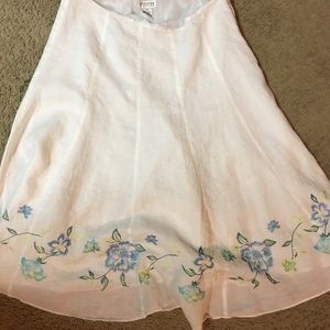 Very pretty linen skirt with  embroidered bottom