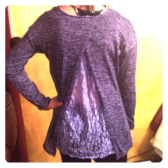 Purple, back lace, sweater