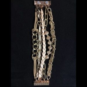 Gold & nude multilayer bracelet