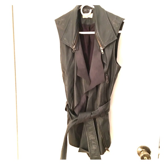 ALYSI Asymmetrical Leather Vest