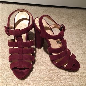Cole Haan burgundy wine suede Strappy Heels. S 8