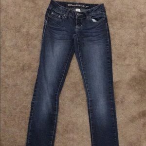 wet seal blue asphalt skinny jeans