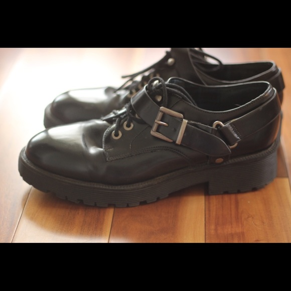 Black buckled oxfords