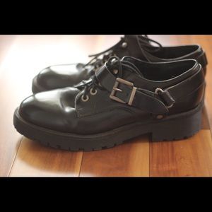 Black buckled oxfords